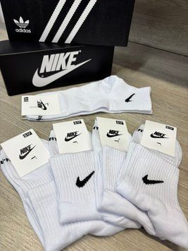 Спортивні шкарпетки Nike з посиленою резинкою на стопі, преміум, білі (12 пар в упаковці) АРТ 315 ПСчб фото