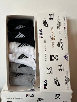 Подарунковий бокс зі шкарпетками Аdidas короткі, мікс в упаковці 101аб фото